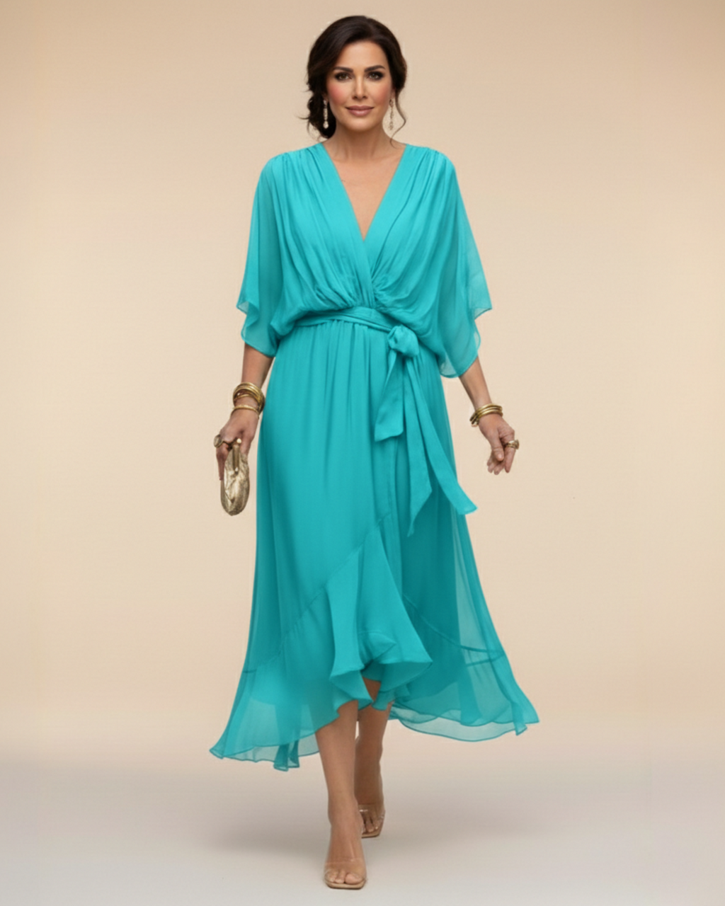 Julieta | Vestido de chifón con escote en V