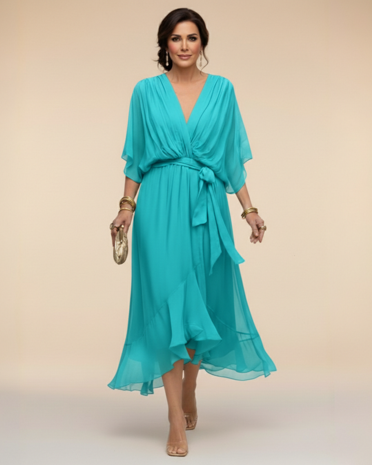 Julieta | Vestido de chifón con escote en V