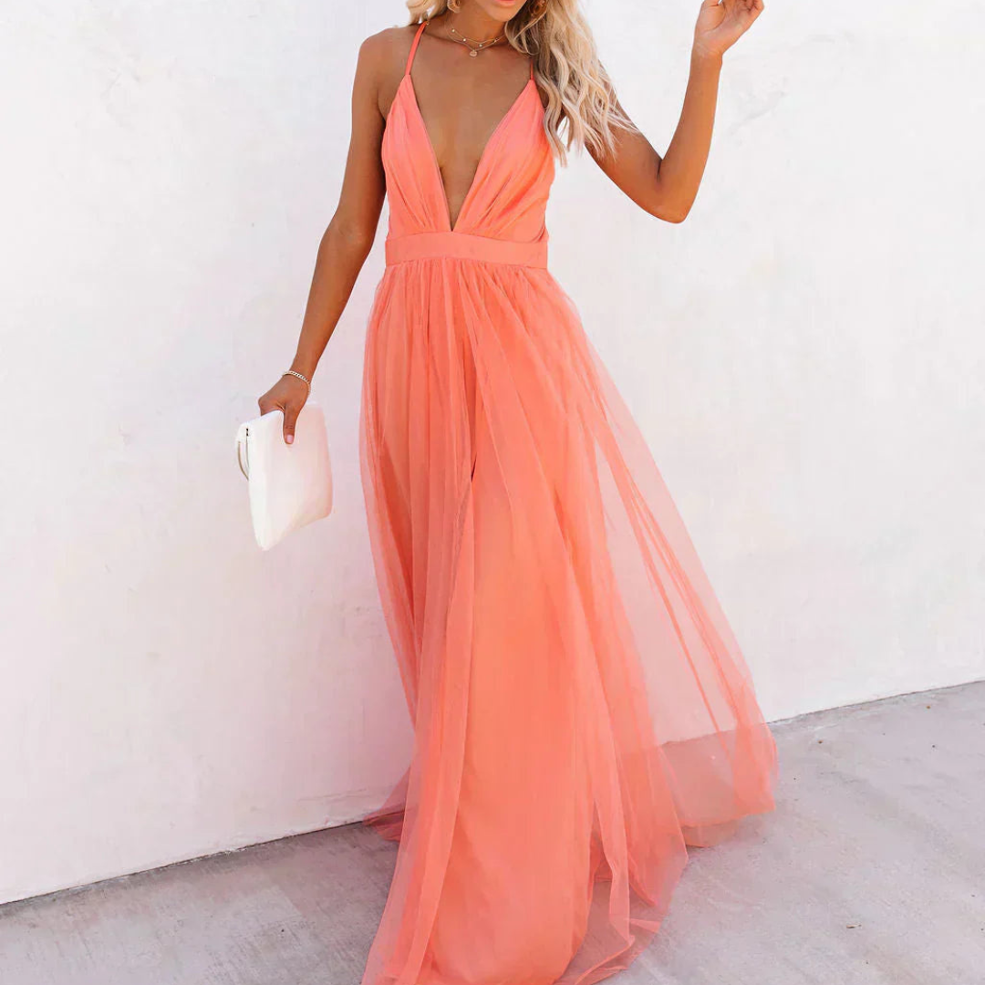 Mariana | Maxi Vestido Luz Coral