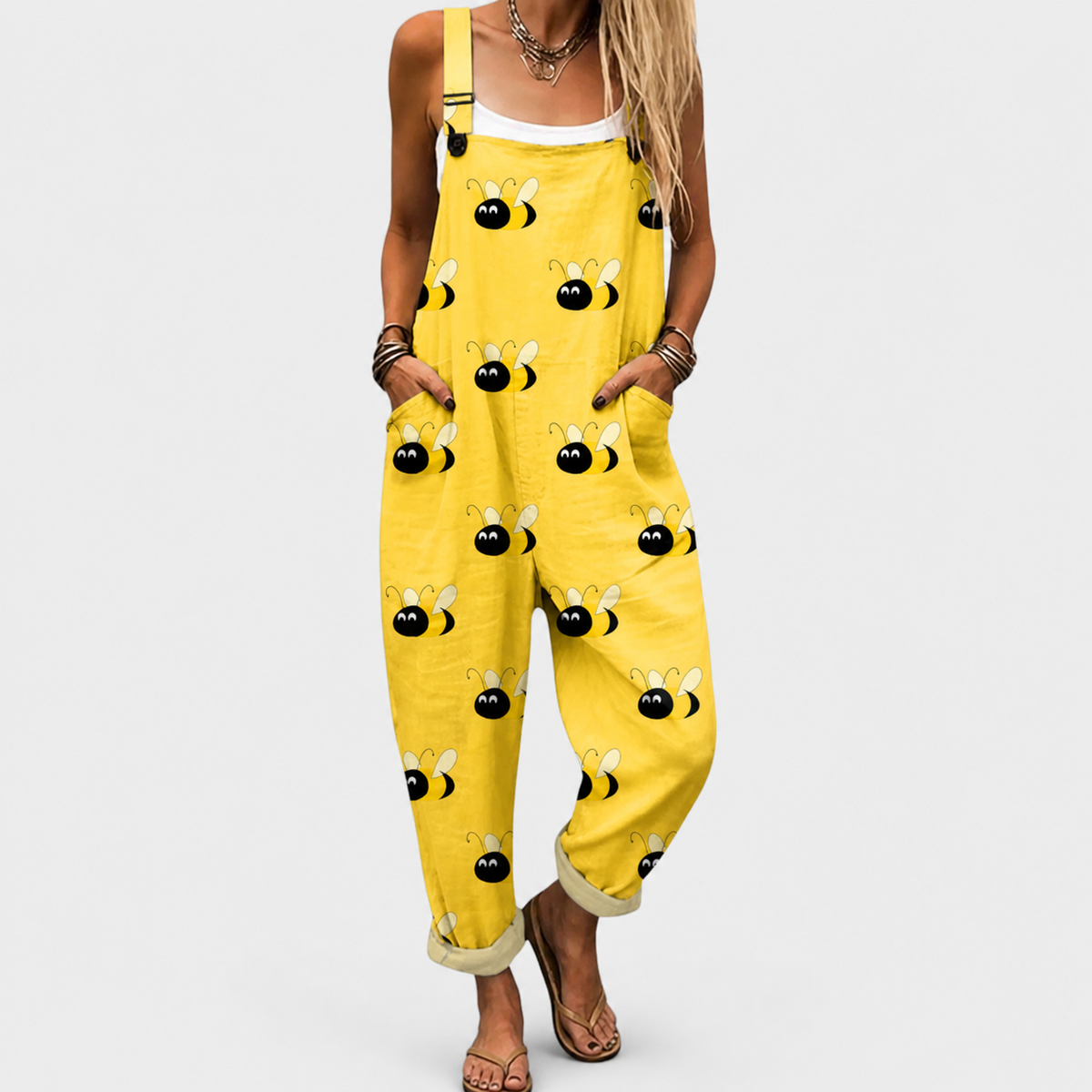 Overol Estampado Abejas Amarillo