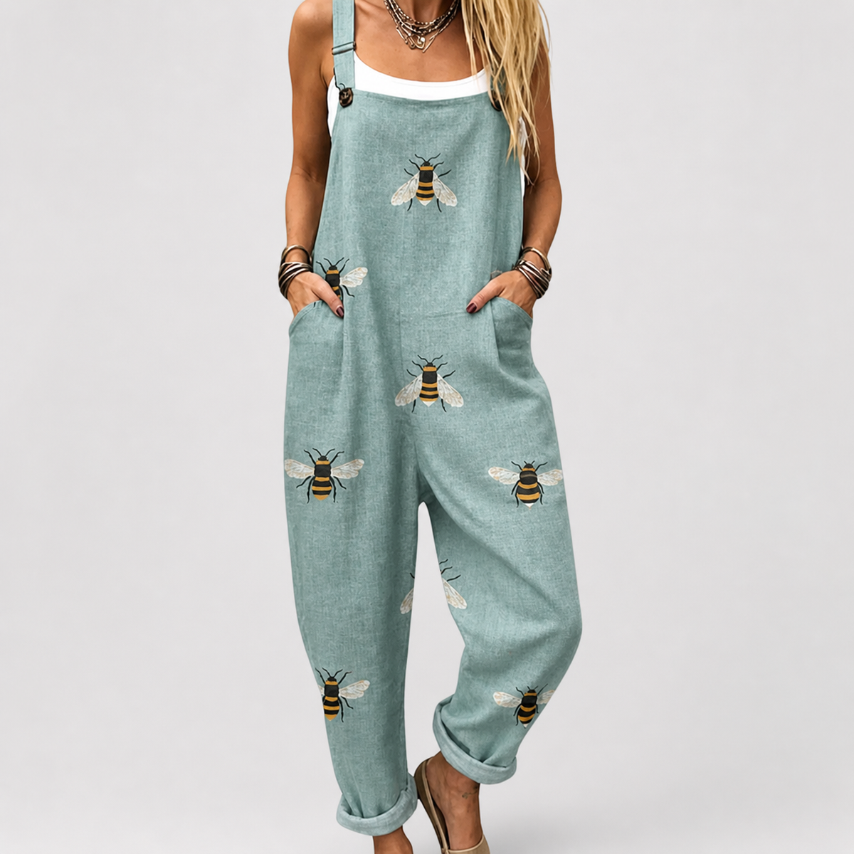 Overol Estampado Abejas Azul