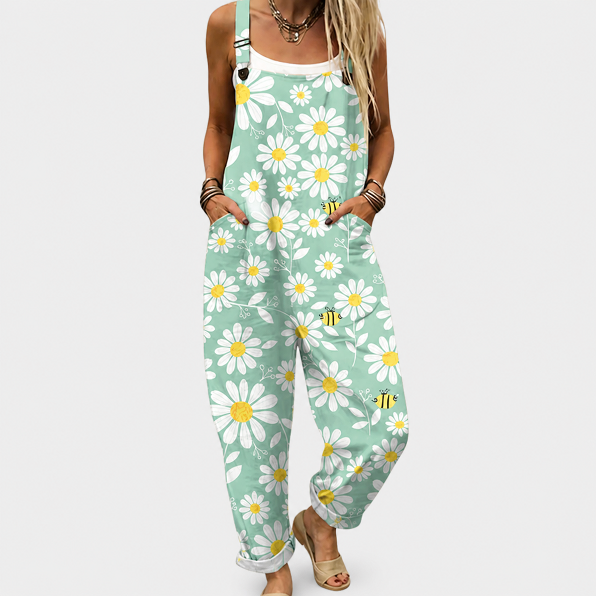 Overol Estampado Margaritas Azules