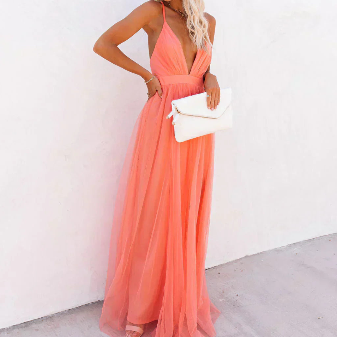 Mariana | Maxi Vestido Luz Coral