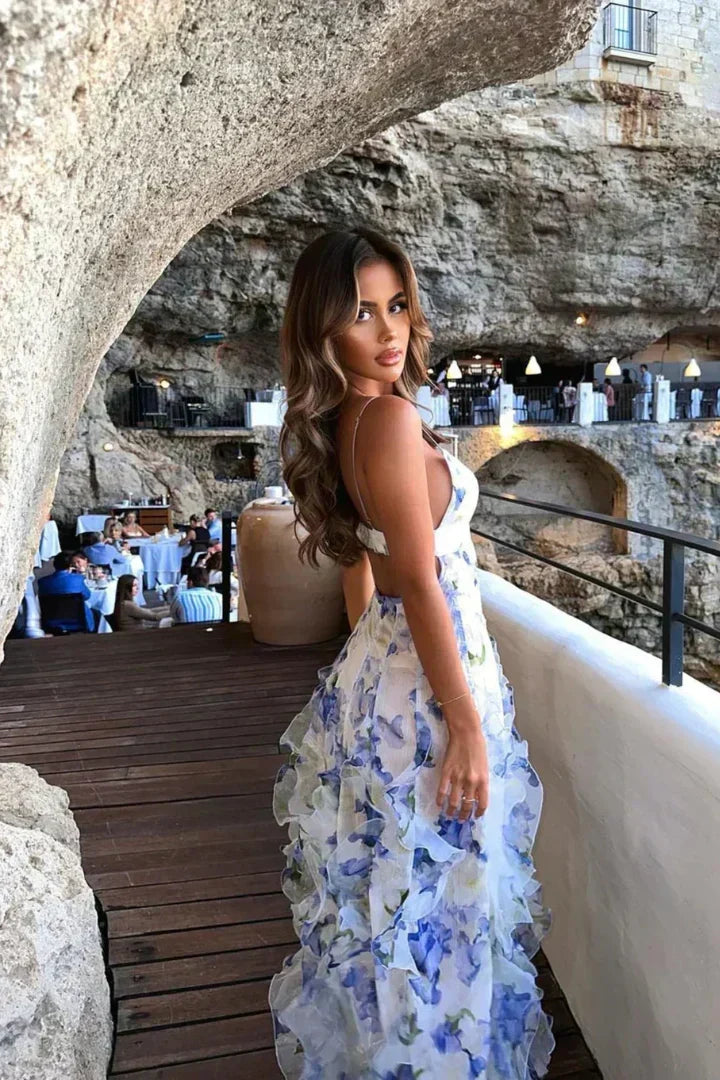 Cecilia | Vestido Midi Floral con Olanes