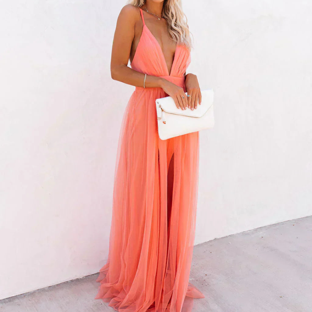 Mariana | Maxi Vestido Luz Coral