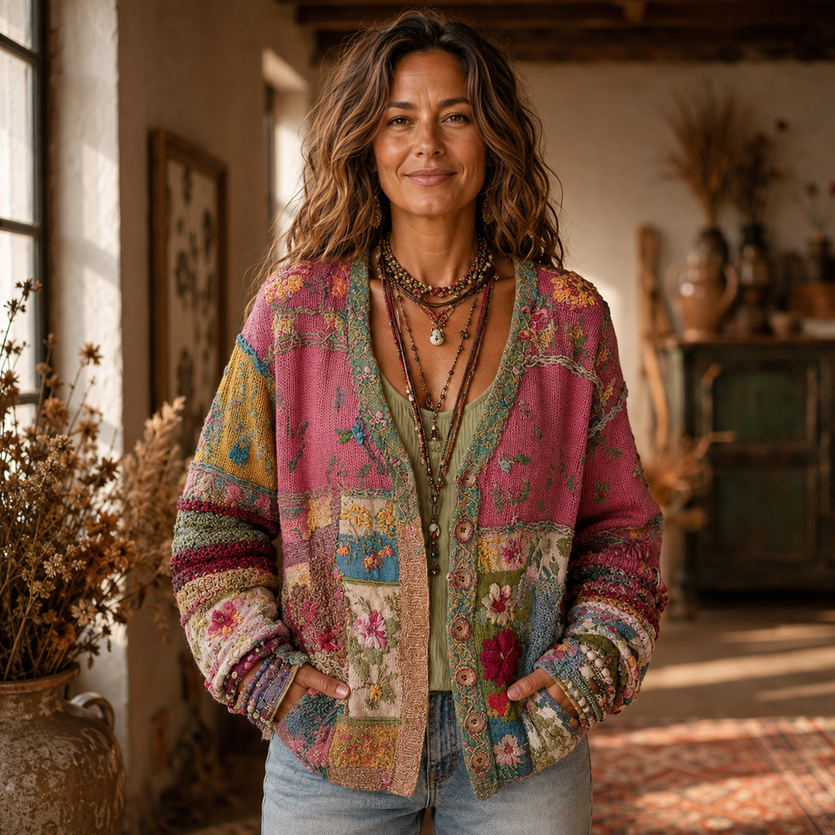 Milla Chaqueta de Punto Boho