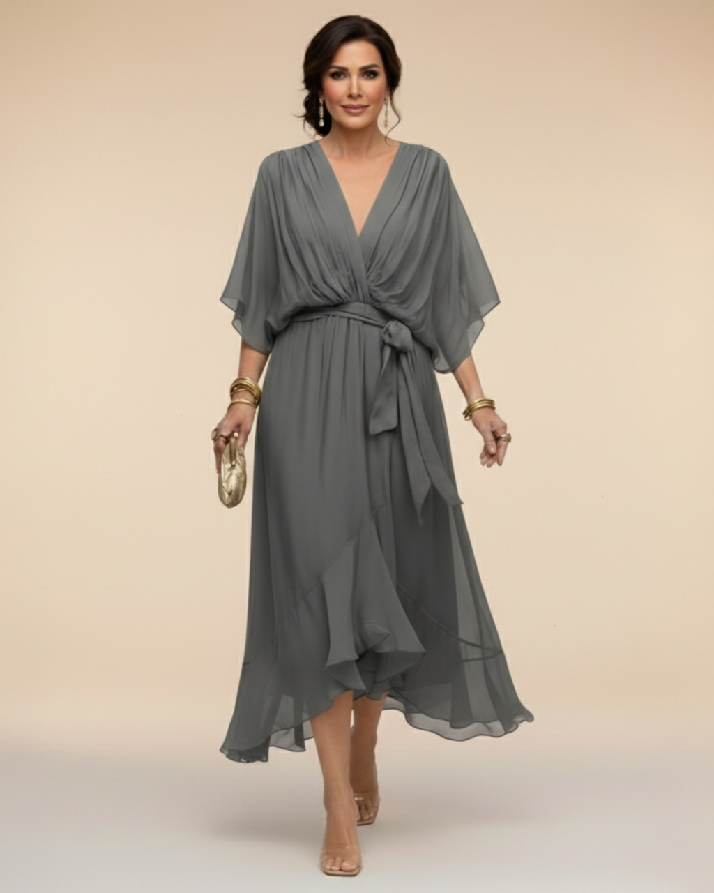 Julieta | Vestido de chifón con escote en V