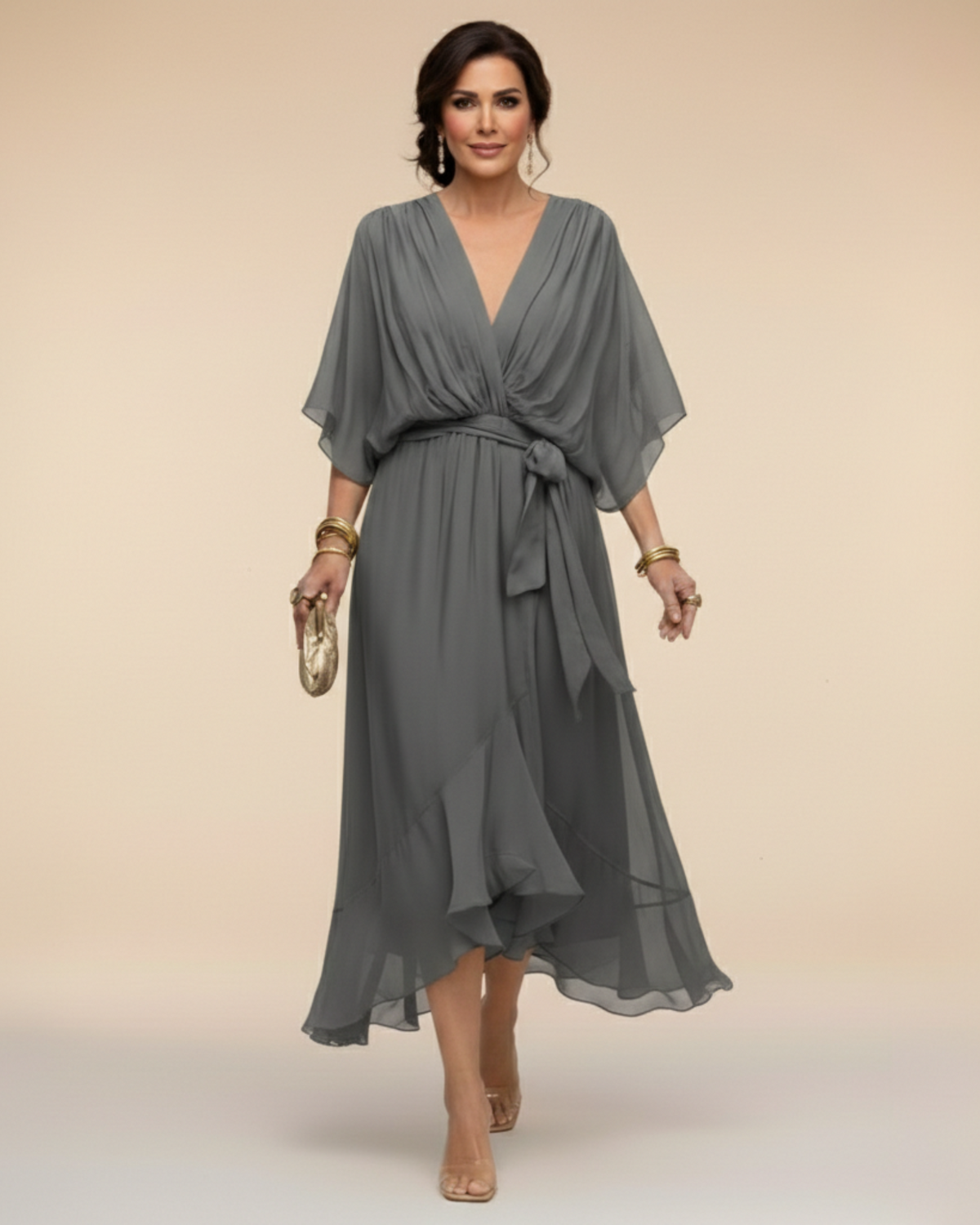 Julieta | Vestido de chifón con escote en V