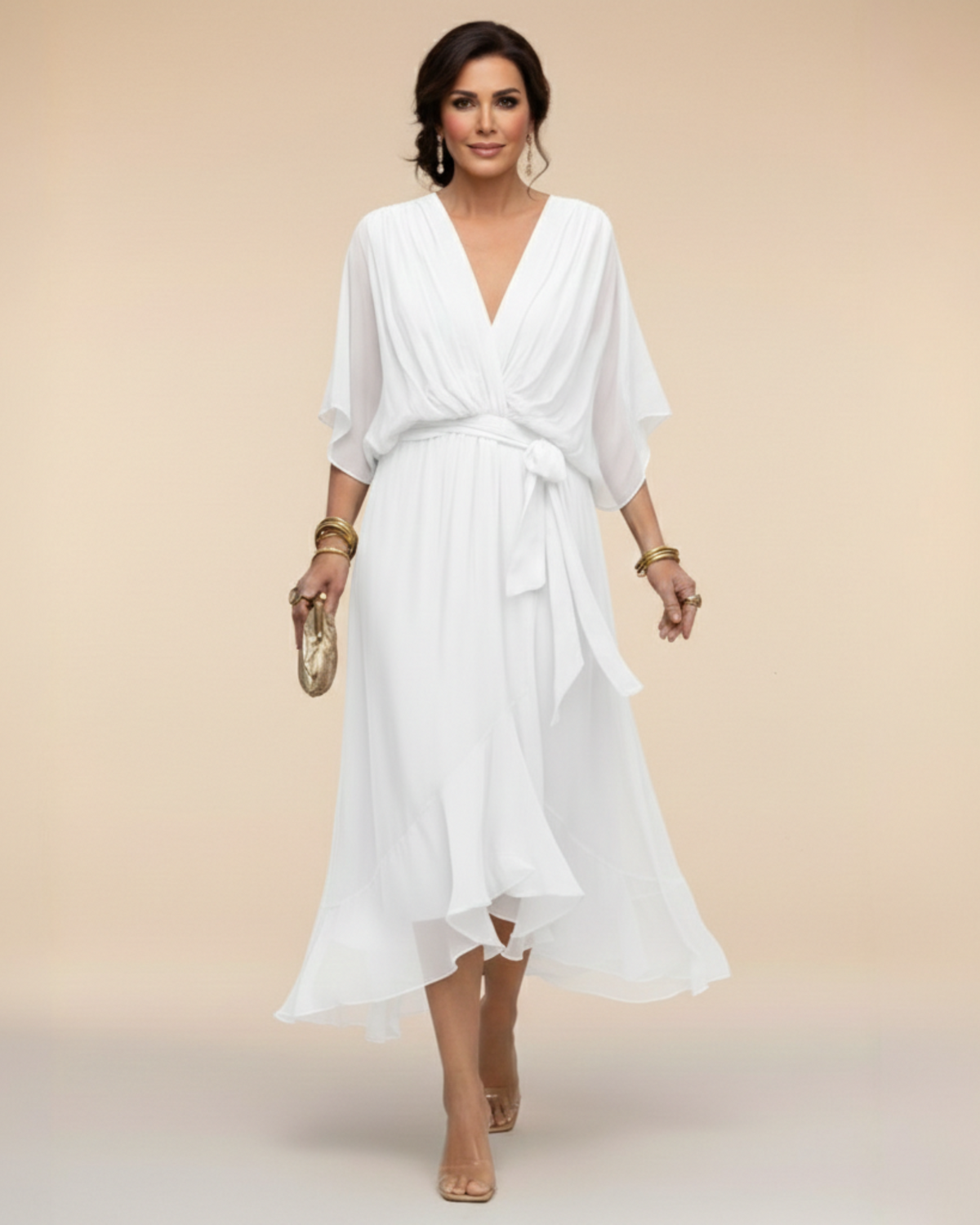 Julieta | Vestido de chifón con escote en V