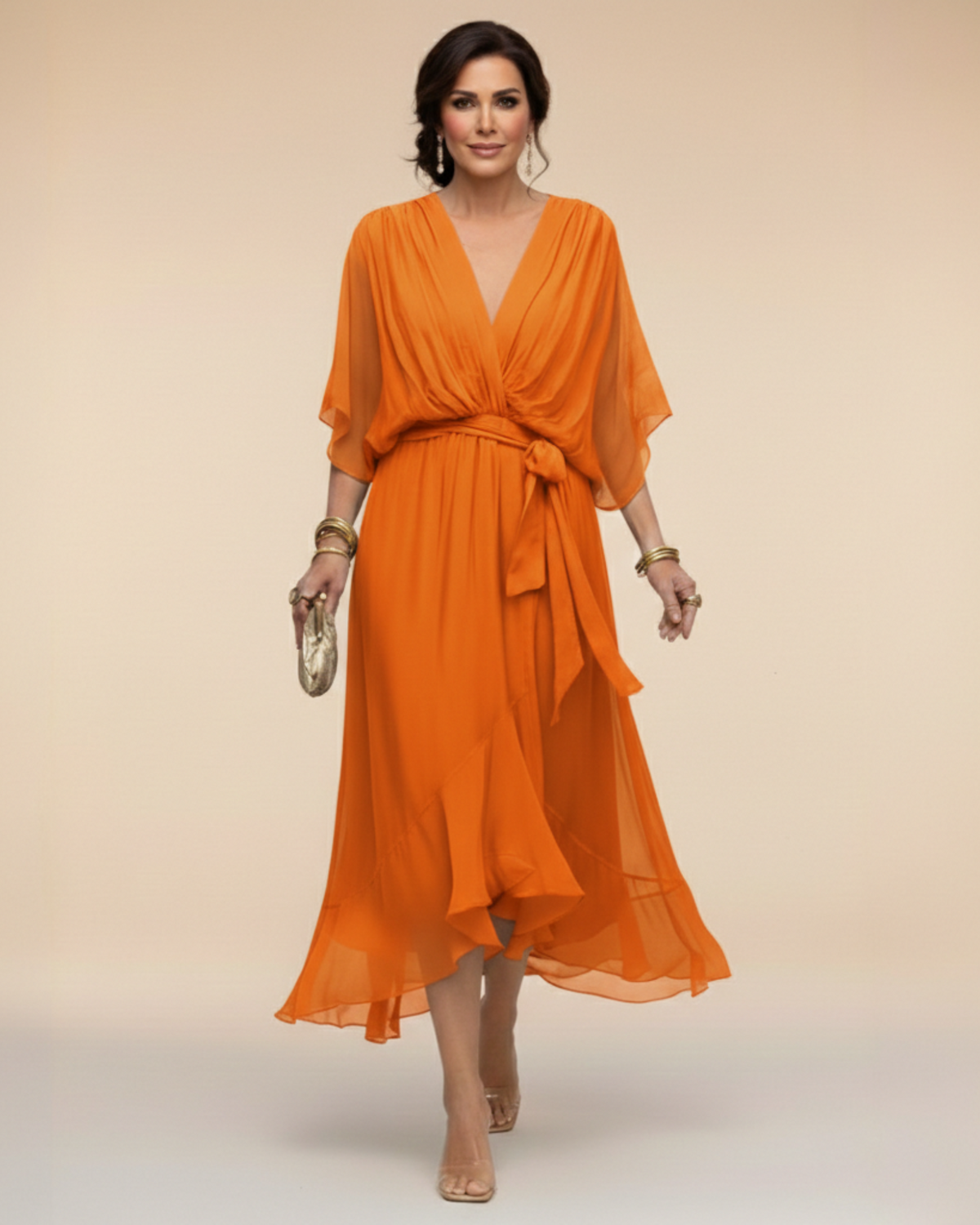 Julieta | Vestido de chifón con escote en V