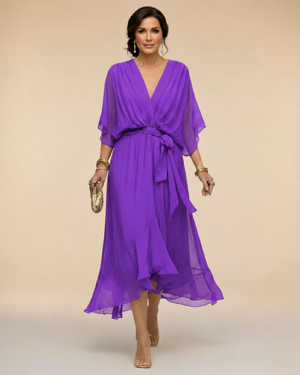 Julieta | Vestido de chifón con escote en V