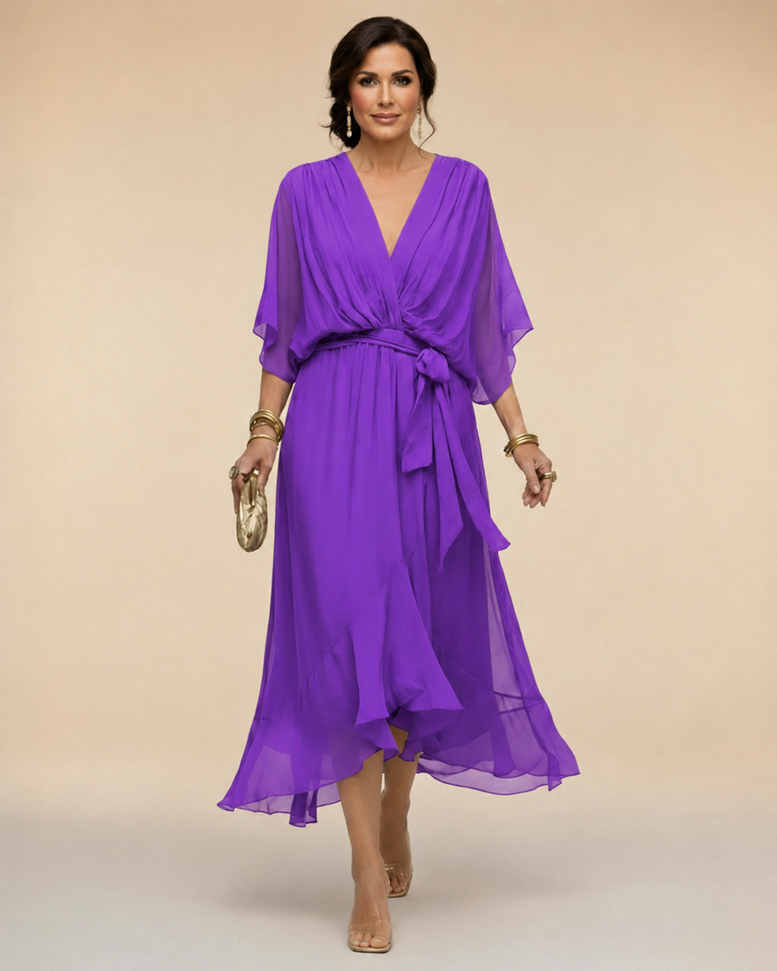 Julieta | Vestido de chifón con escote en V