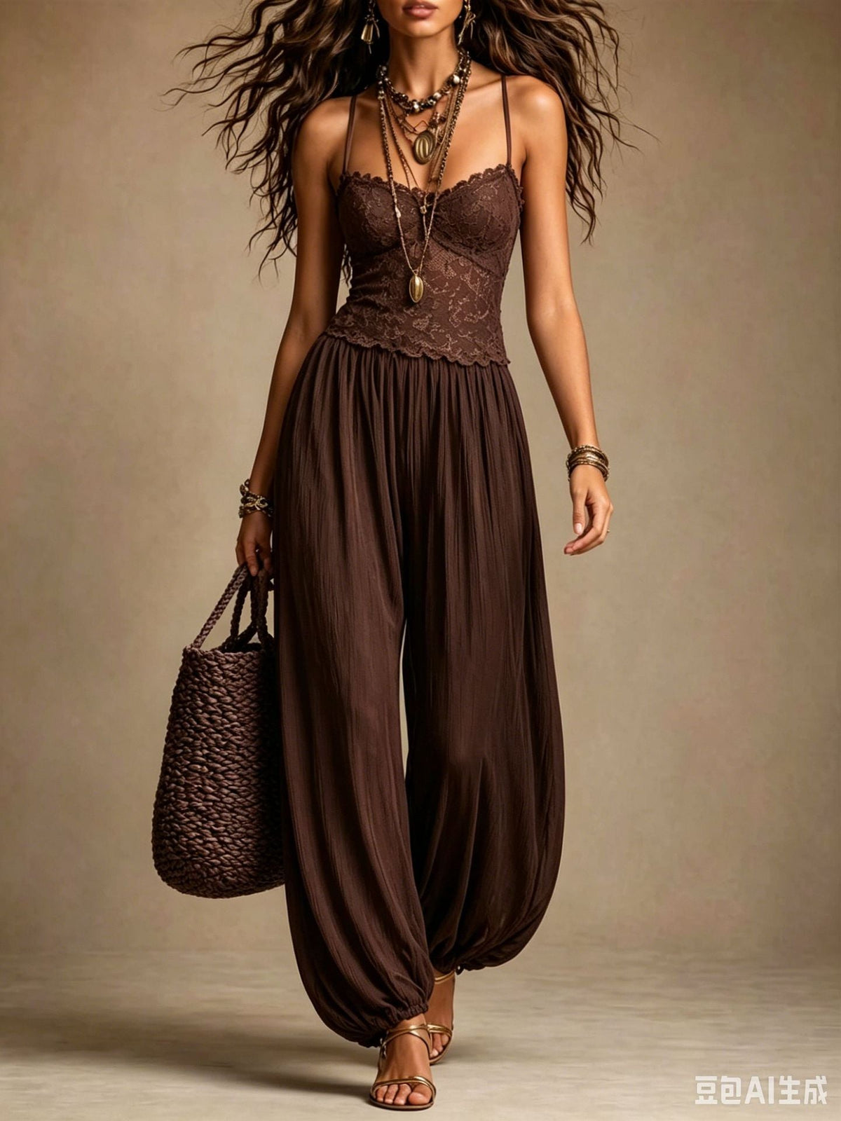 Laia | Mono con Escote Halter y Encaje Fluido