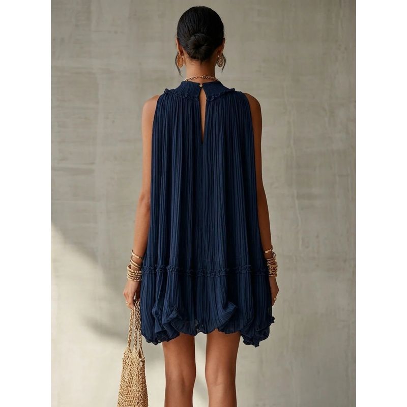 Camilla | Mini Vestido de Chiffón con Escote Halter y Falda Globo