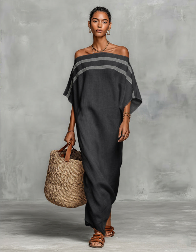 Aveline™ | Vestido Maxi Hombros Descubiertos con Mangas Murciélago