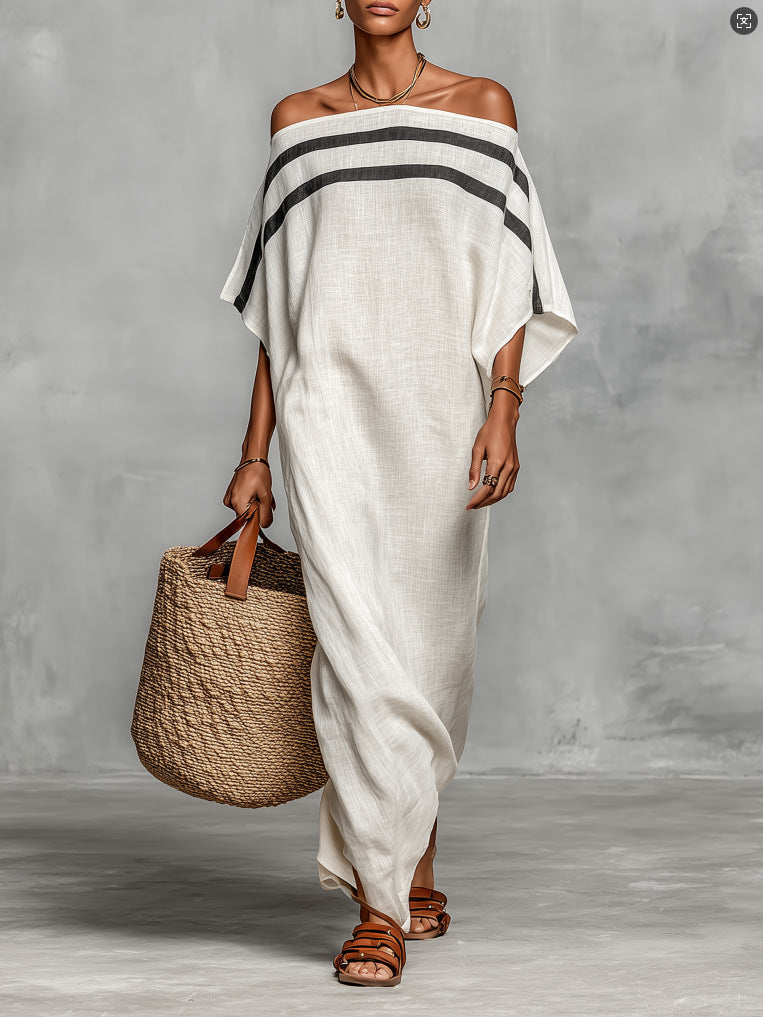 Aveline™ | Vestido Maxi Hombros Descubiertos con Mangas Murciélago