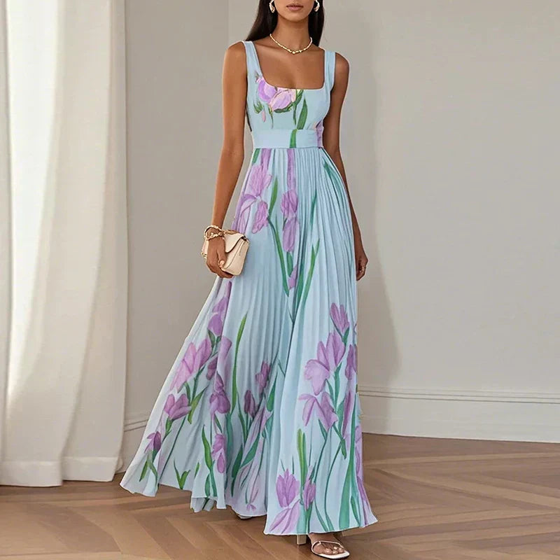 Aurora | Vestido Maxi Floral de Corte en A