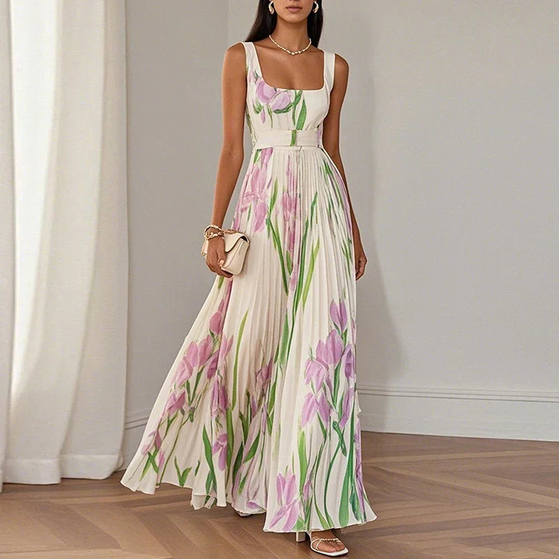 Aurora | Vestido Maxi Floral de Corte en A