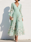 Mónica | Vestido midi verde claro floral