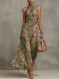 Isabella | Maxi Vestido Halter Floral Elegante