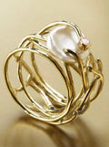 SAMIRA | Anillo fino dorado con perlas