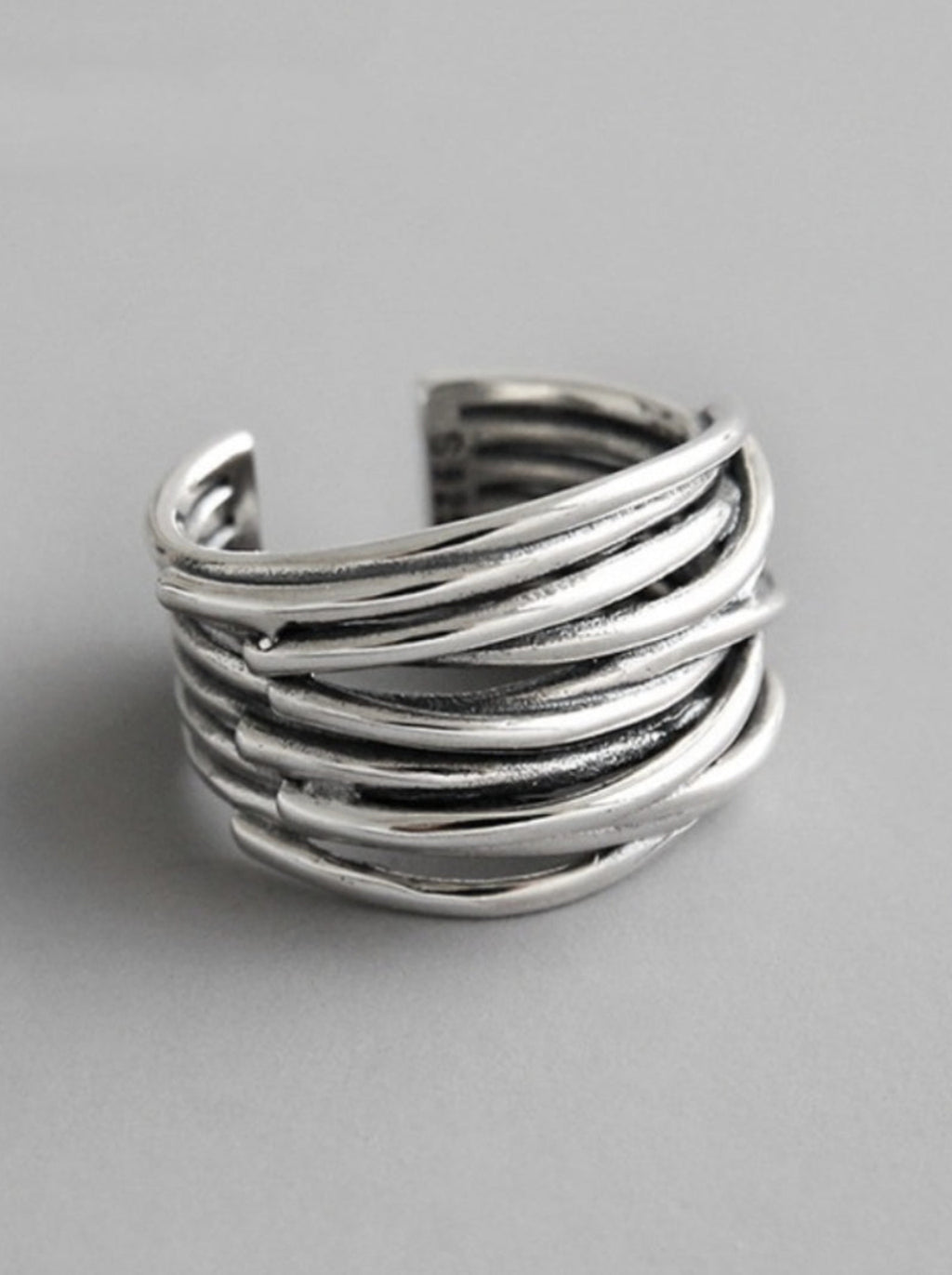 Anillo Ajustable de Plata con Capas