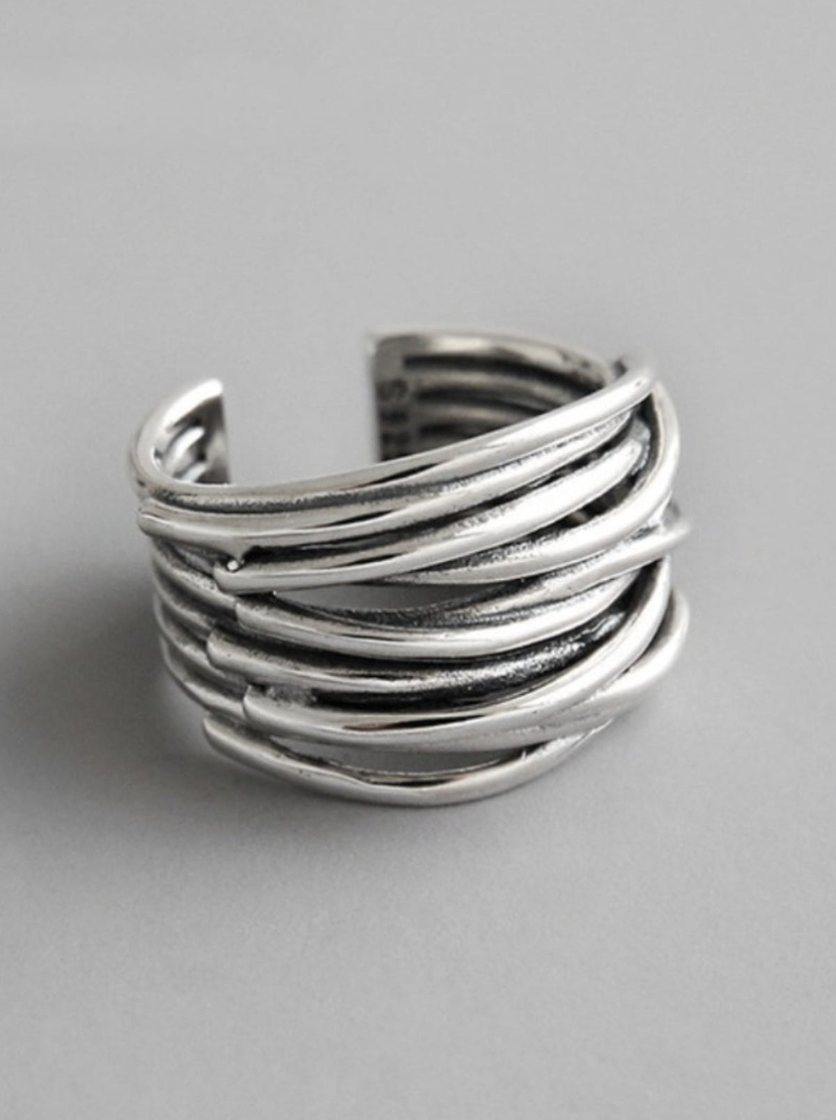 Anillo Ajustable de Plata con Capas