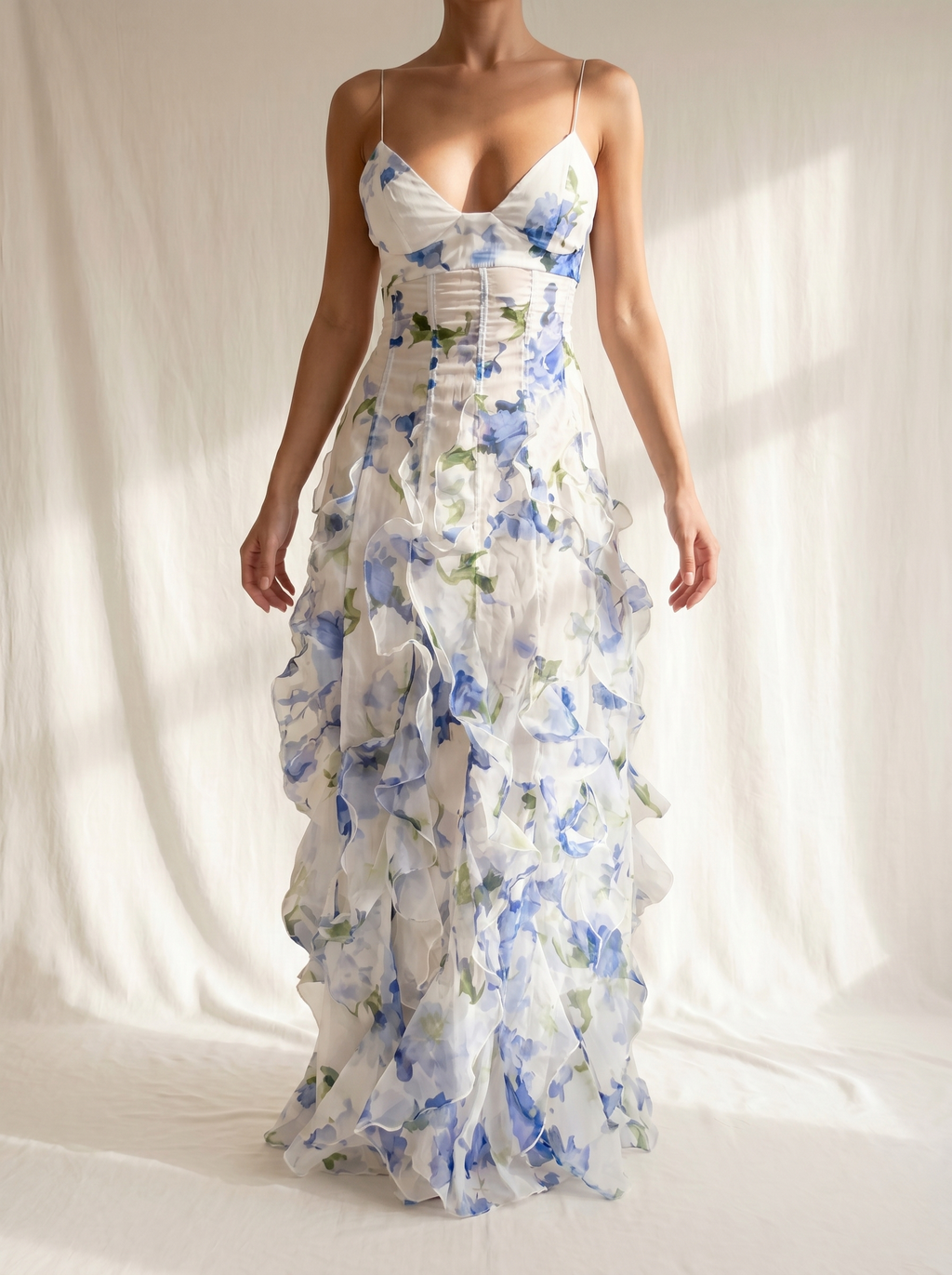 Cecilia | Vestido Midi Floral con Olanes