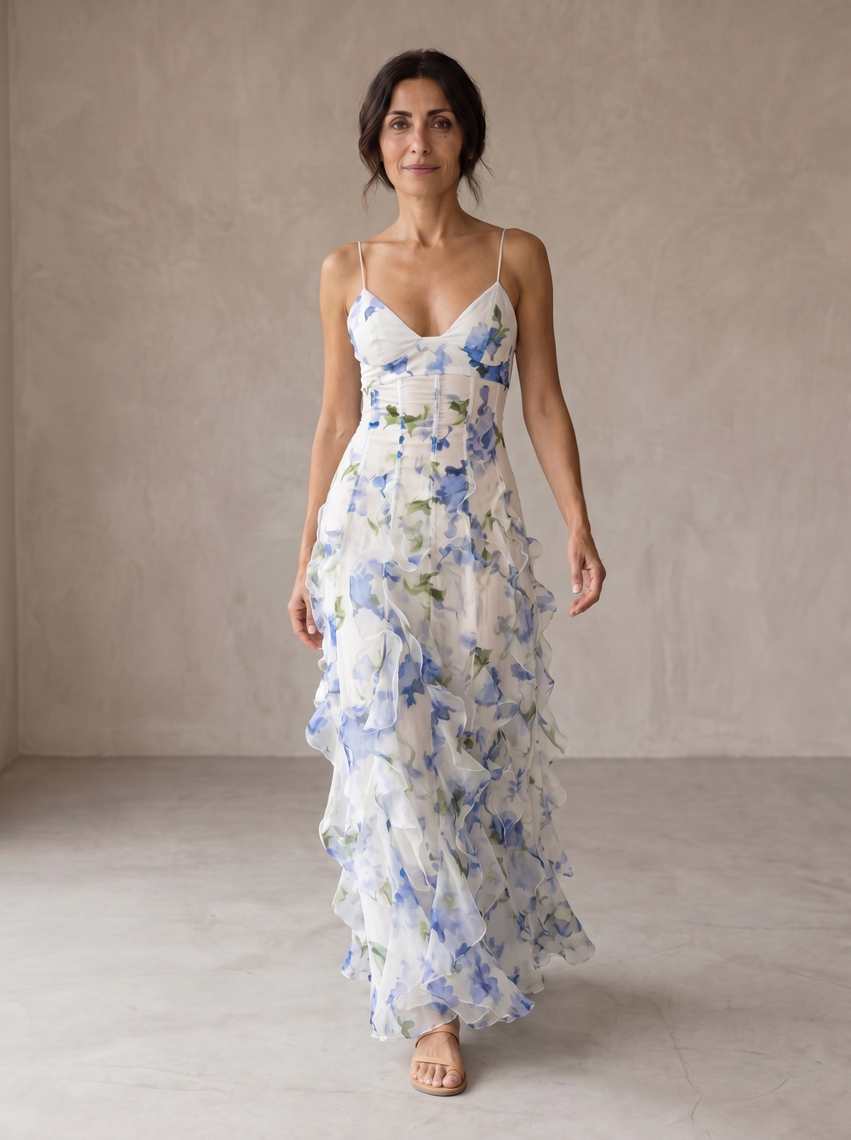 Cecilia | Vestido Midi Floral con Olanes