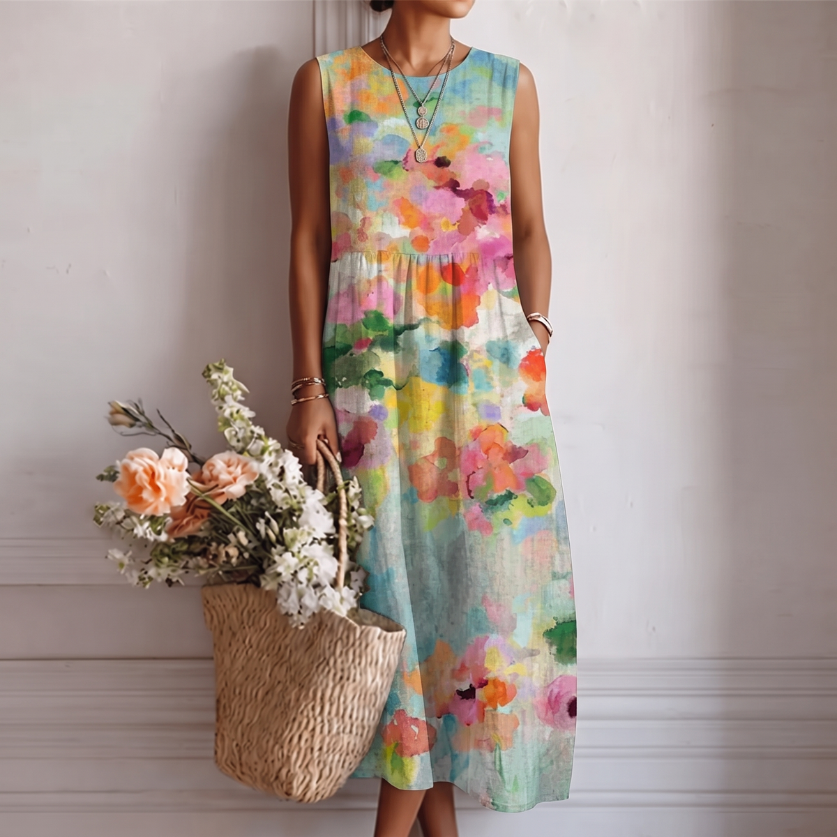 Carla | Vestido Midi Multicolor Elegante