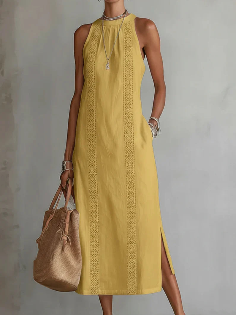 Jimena | Vestido Midi de Verano con Cuello Mao