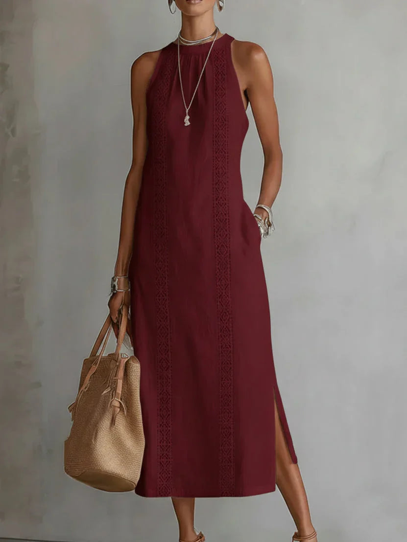 Jimena | Vestido Midi de Verano con Cuello Mao