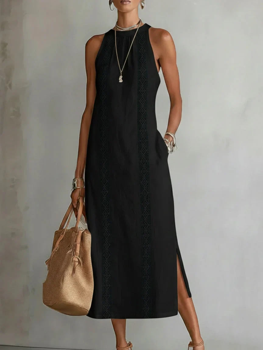 Jimena | Vestido Midi de Verano con Cuello Mao