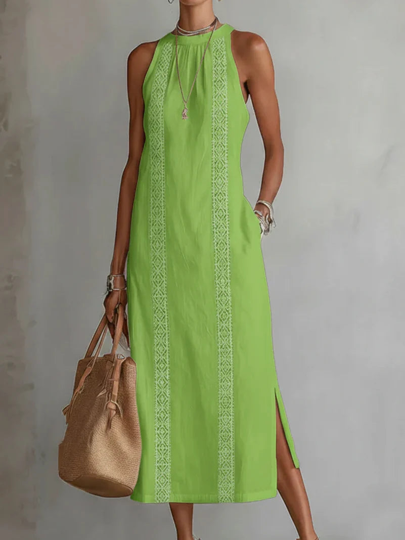 Jimena | Vestido Midi de Verano con Cuello Mao