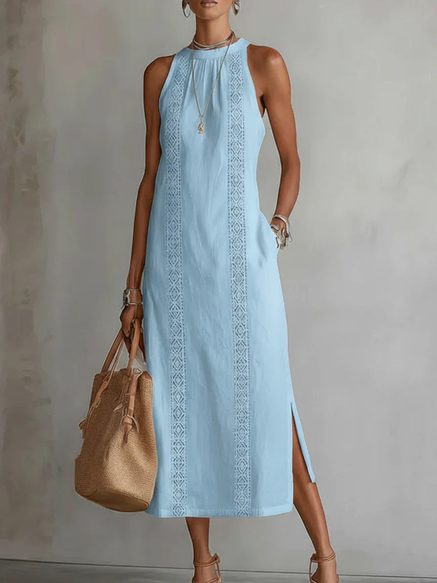 Jimena | Vestido Midi de Verano con Cuello Mao
