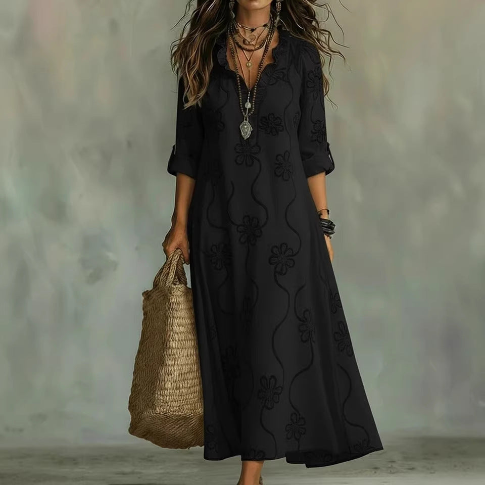Máriam – Vestido Maxi con Estampado Floral Tonal