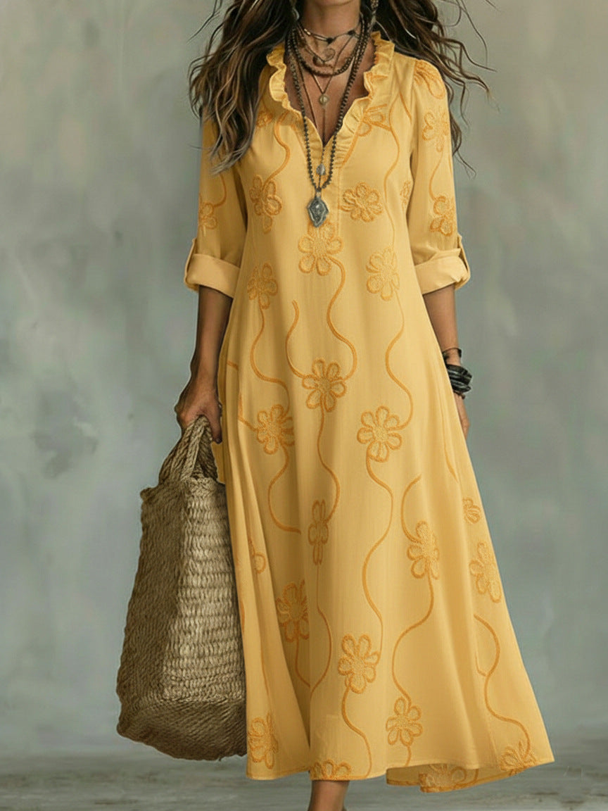 Máriam – Vestido Maxi con Estampado Floral Tonal