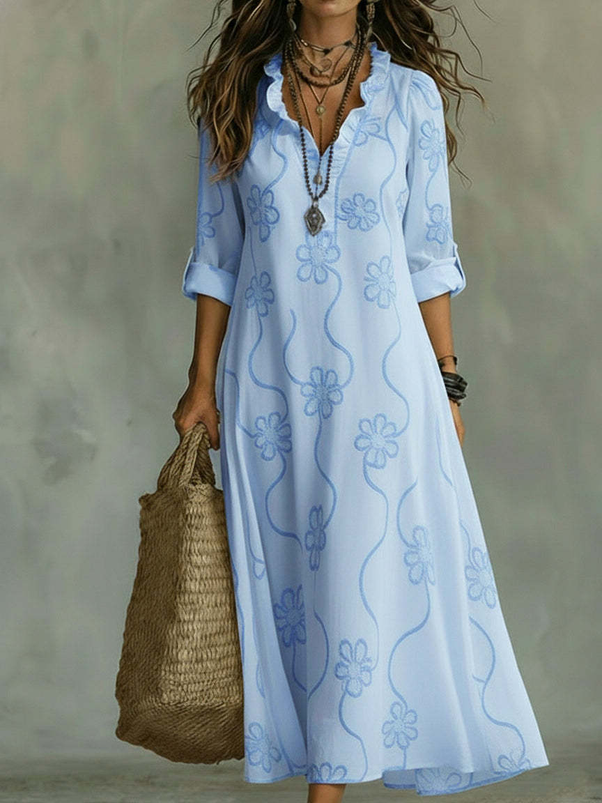Máriam – Vestido Maxi con Estampado Floral Tonal