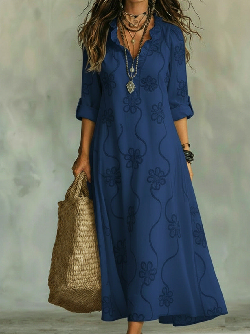 Máriam – Vestido Maxi con Estampado Floral Tonal