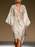 Dalia - Túnica de Gasa Beige con Estampado Floral